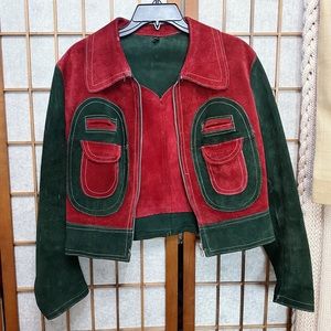 60s vintage 70s suede panel jacket with pockets